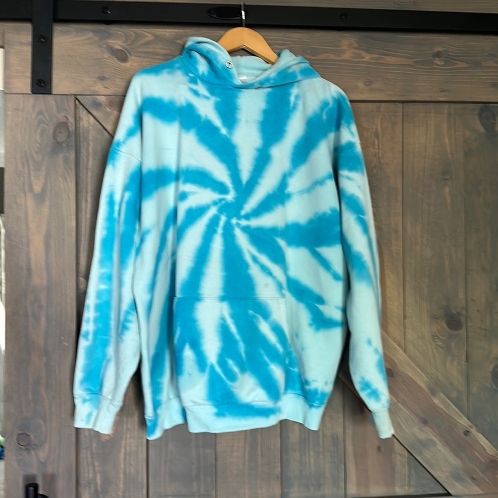 Port Authority Sweatshirt Pullover hoodie Size XL unisex fit tie dye blues